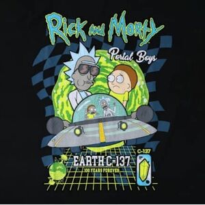 Rick And Morty Portal Boys Graphic Tee Black Medium